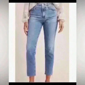 AG Adriano Goldschmied The Stevie Slim Straight Ankle Raw Hem Jeans size 27